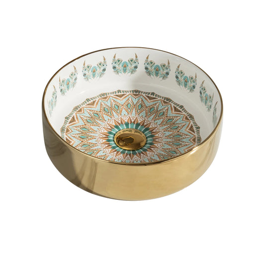 New design Art Basin Colored Bathroom Sink Golden Round Basin