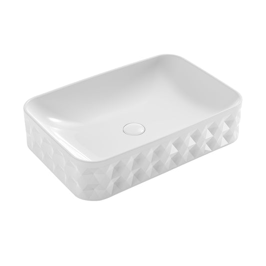 Bathroom ceramic glossy white vessel sink