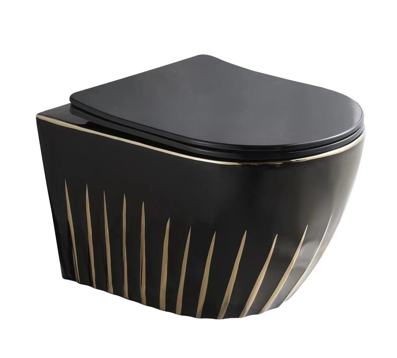 Black Gold Wall-hung Toilet Luxury  Bathroom Ceramic  Rimless WC