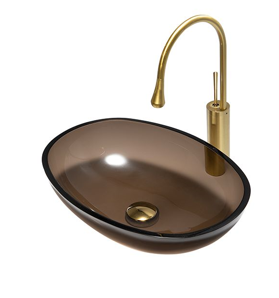Hand Wash Brown Color  Glass Wash Basin For Hotel  Bathroom Sink