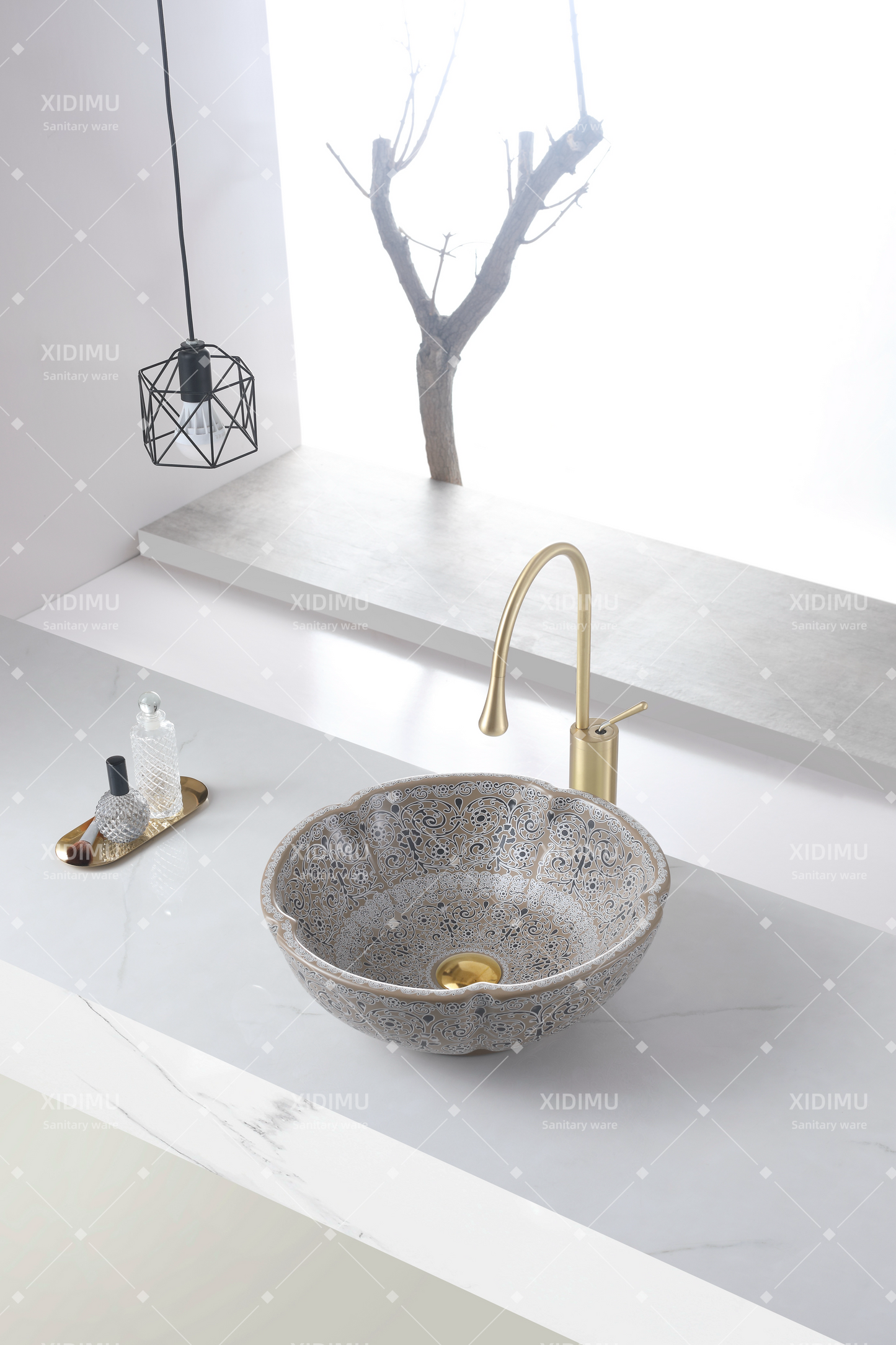 Matt khaki design kitchen sink motel wash basin retro style countertop  basin