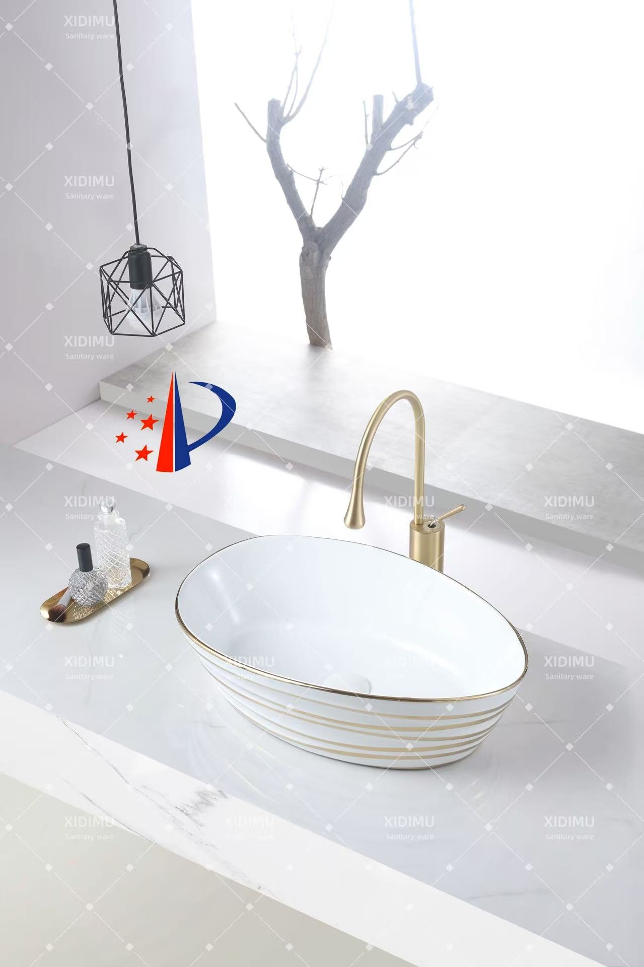 Kitchen sink hotel wash basin luxury style  countertop basin gold design