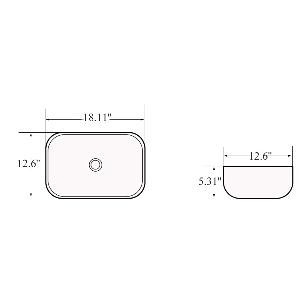 Bathroom rectangular glossy white lavatory vessel sink