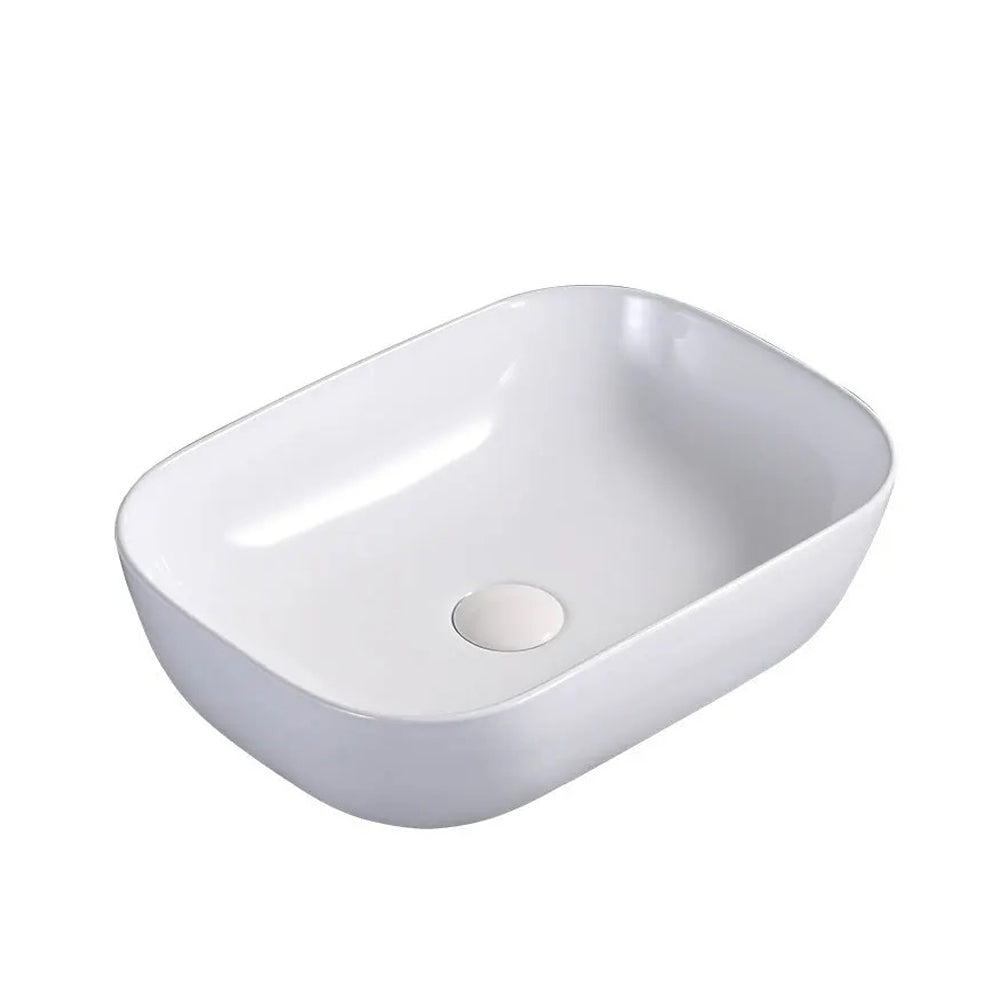 Bathroom rectangular glossy white lavatory vessel sink