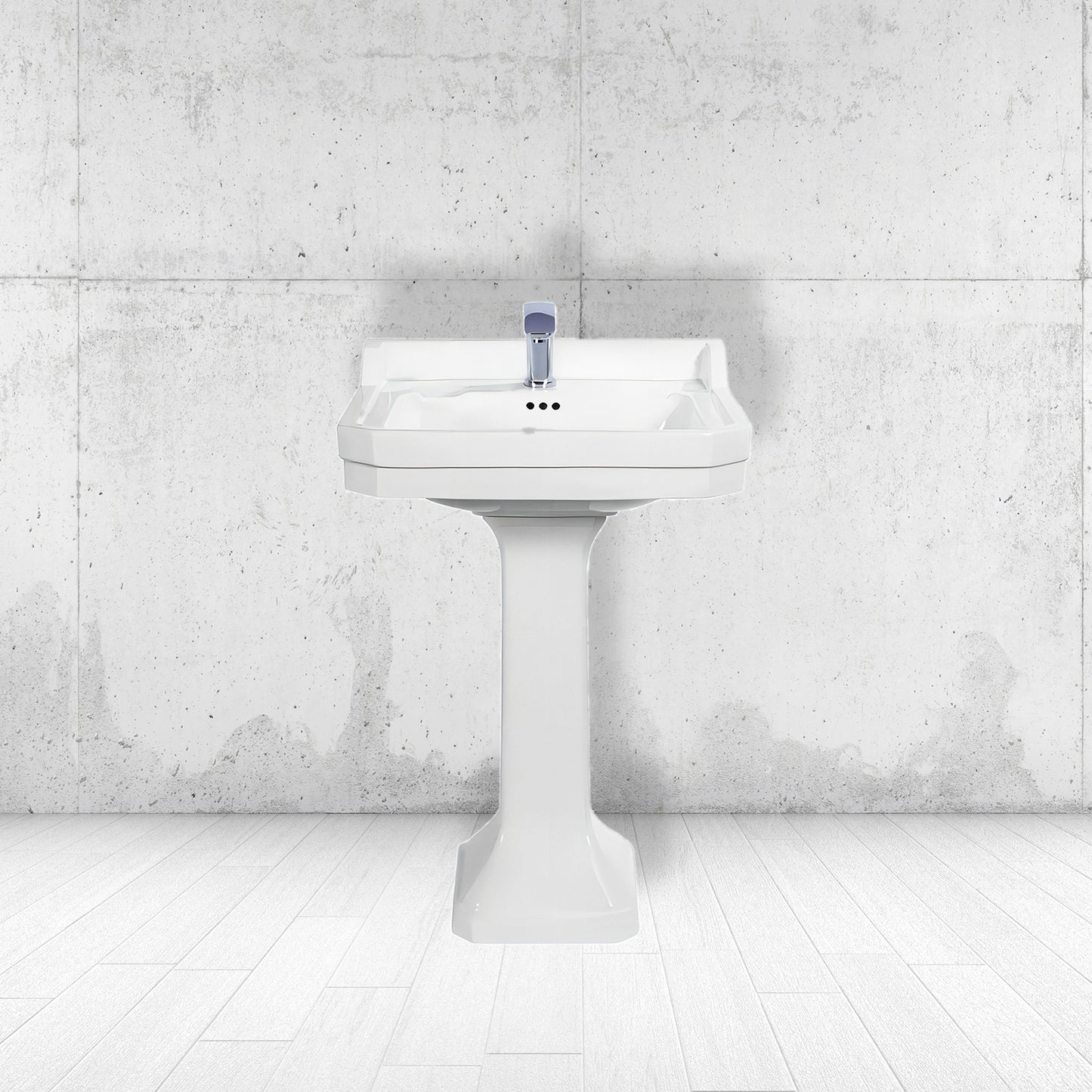 British style ceramic pedestal sink freestanding wash basin