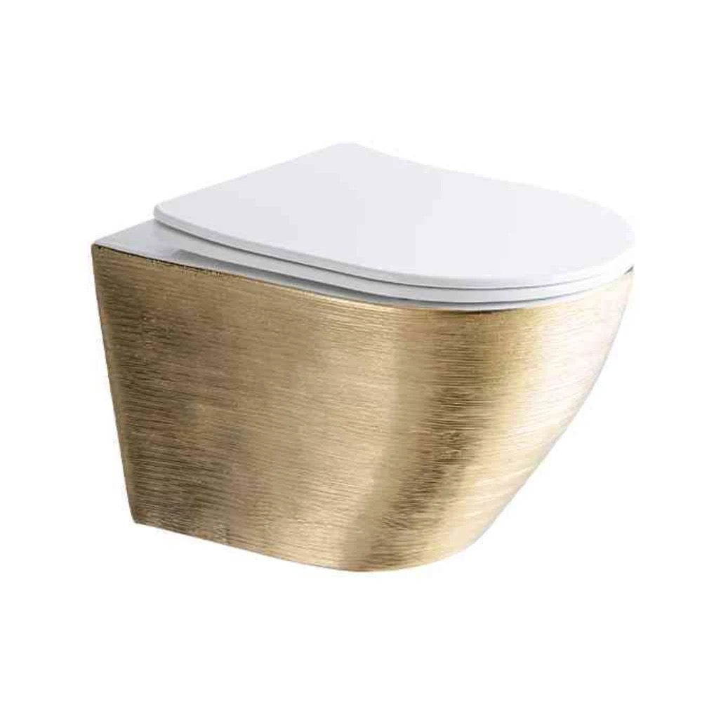 Sanitary Ware Luxury Gold Silver Bathroom Rimless One Piece Ceramic Wall-hung WC Wall Hung Toilets