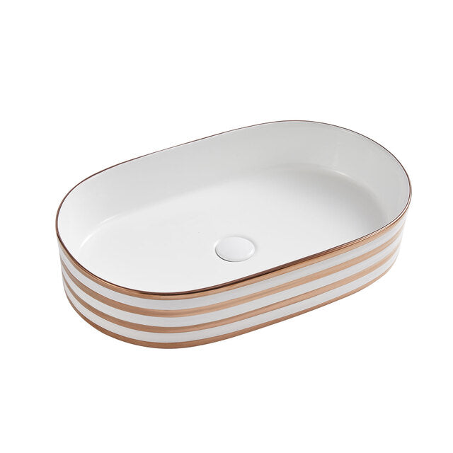 Luxury countertop wash basin gold line bathroom sink