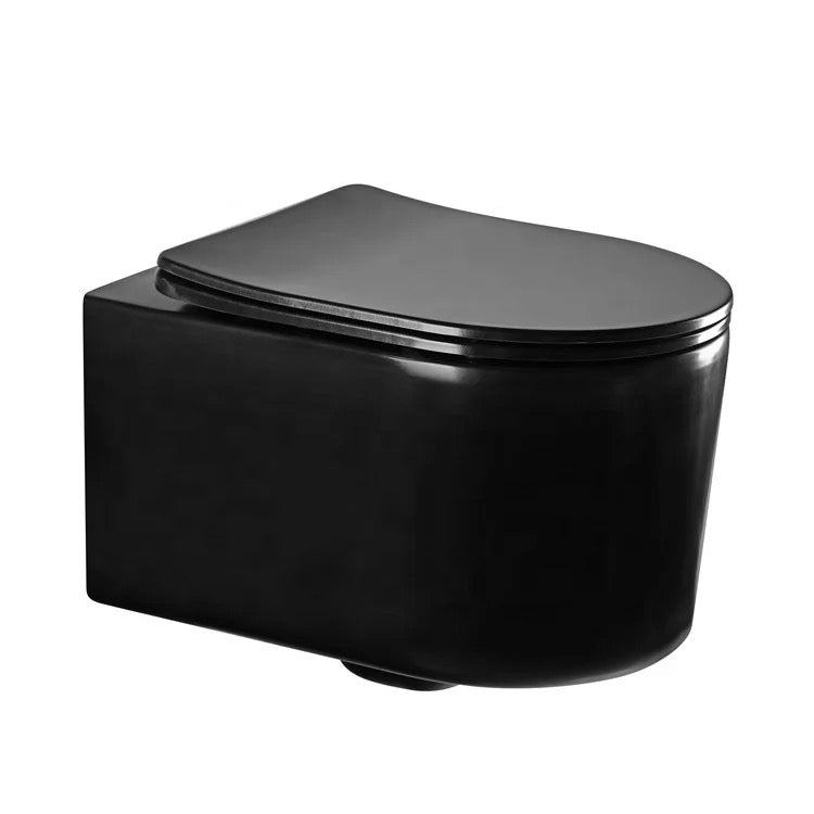 Matt black ceramic wall-hung toilet wc soft close toilet seat