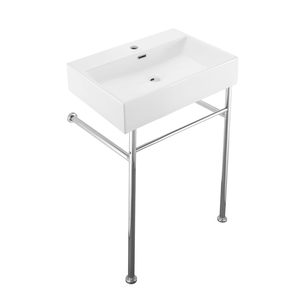 Bathroom ceramic console sink  304 stainless steel support