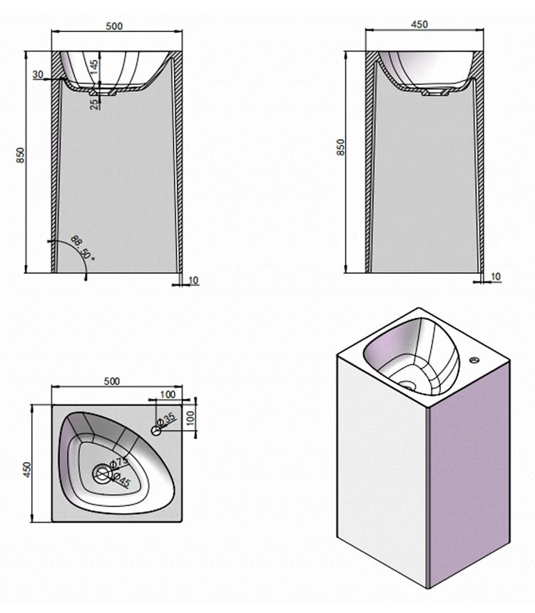 Resin pedestal sink