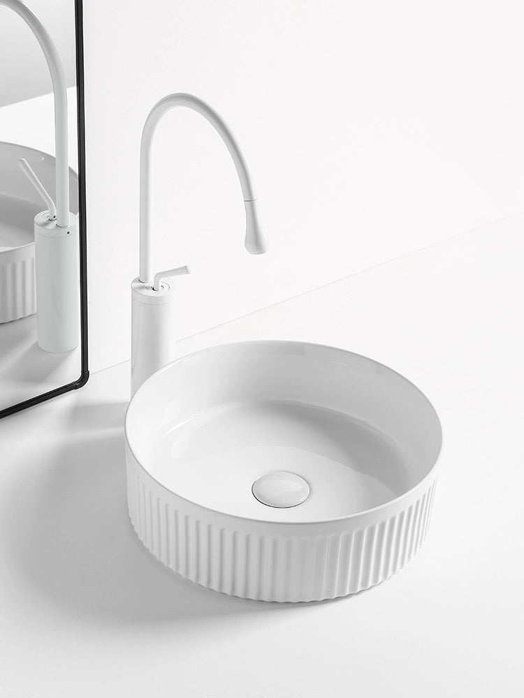 Ceramic round vessel sink bathroom art basin