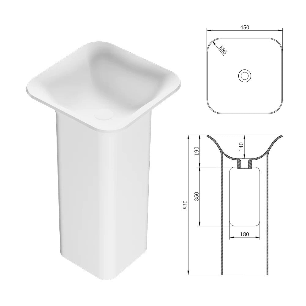 Artificial stone pedestal basin