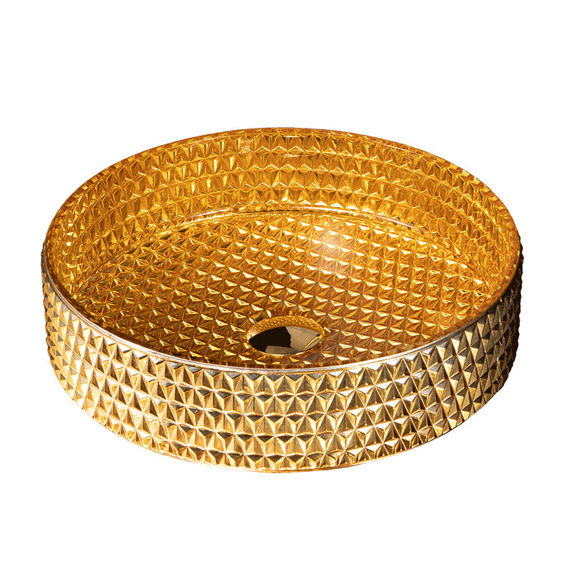 Glass gold wash basin  bathroom sink for hotel
