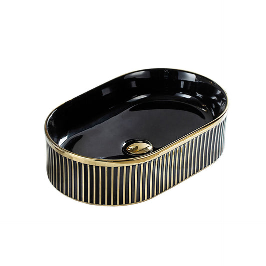 Black Wirh Gold Bathroom Sinks Wash Basin For Hotel
