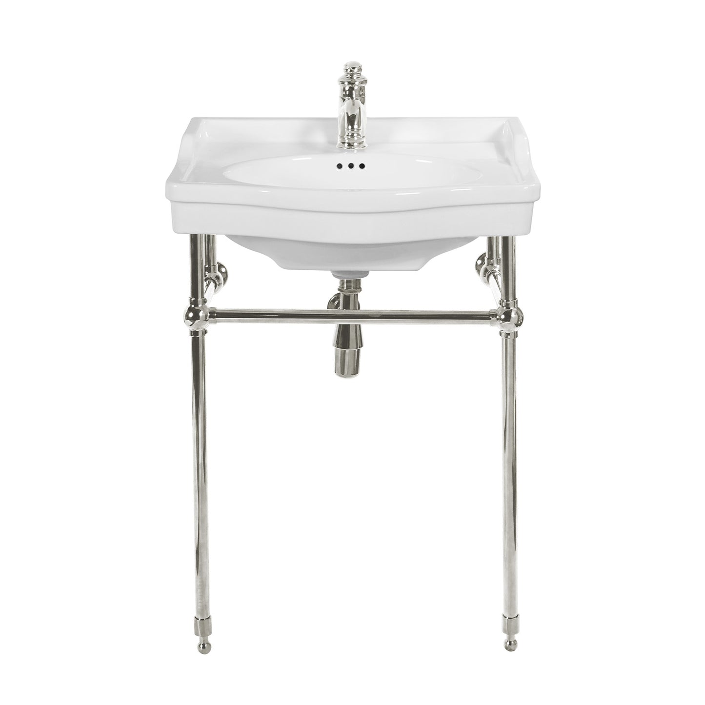 Console sink ceramic basin and 304 stainless steel support