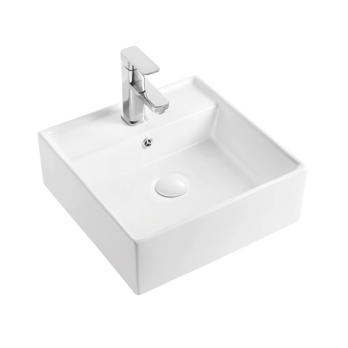 Square wall-hung bathroom sink ceramic basin